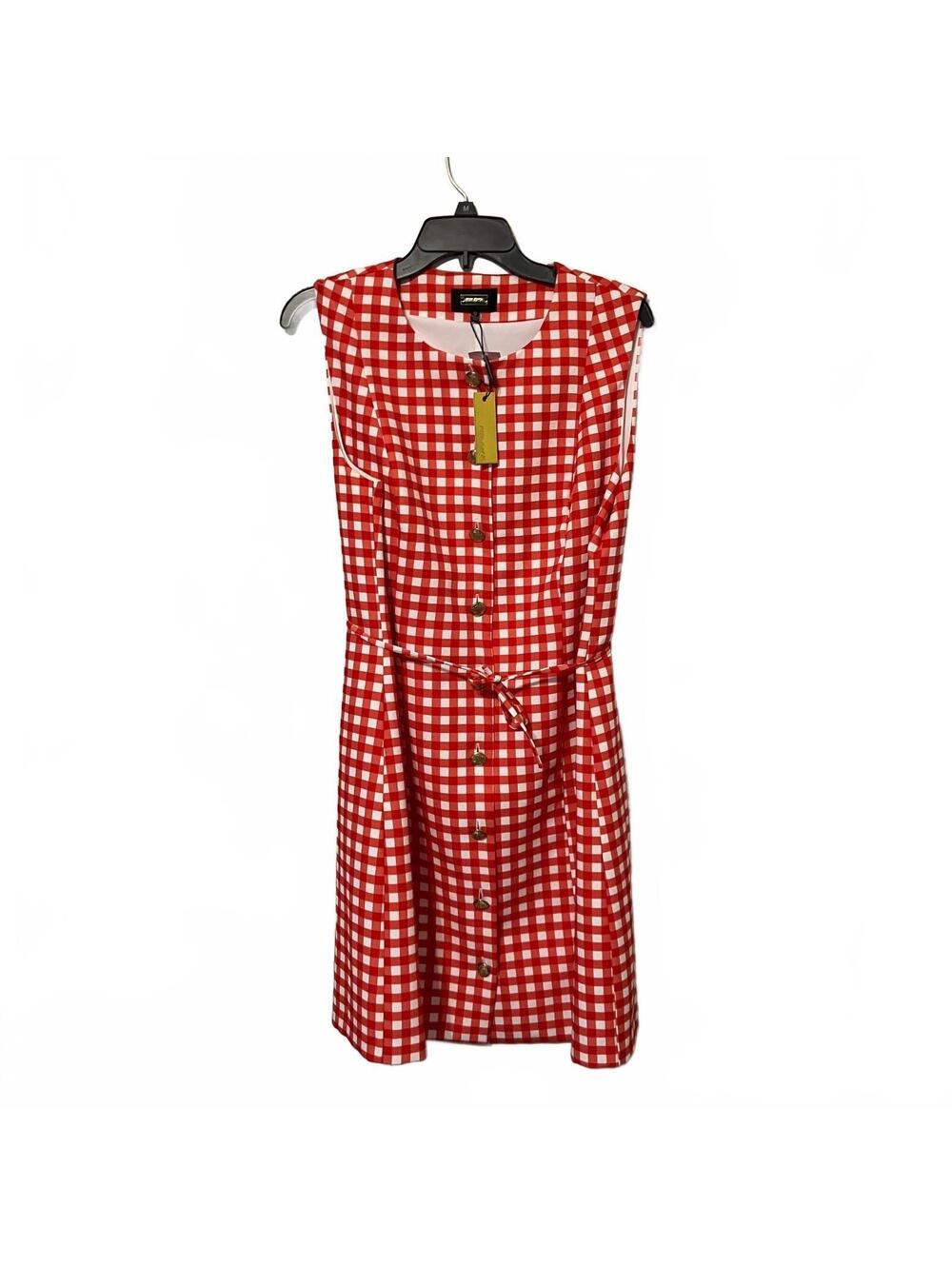 Alexia Admor Cottagecore Preppy Red Gingham Button-Front Dress Size 12-New$199